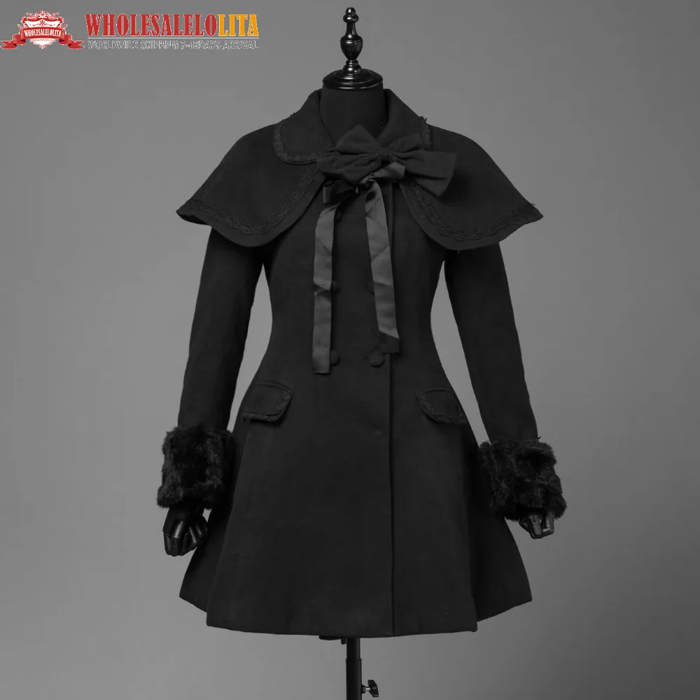 Женская винтажная накидка классическое платье в стиле Лолиты элегантное черное