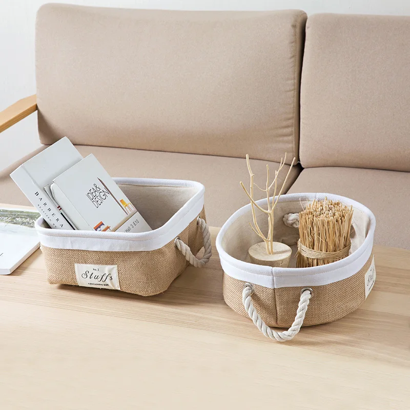 Японский стиль тканевая корзина для хранения настольная Складная прямоугольная