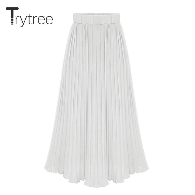 Летняя Осенняя плиссированная юбка Trytree Женская Однотонная из полиэстера 4 цвета
