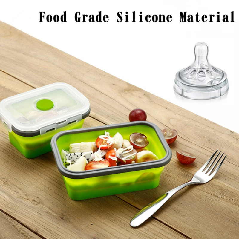 Силиконовая складная Bento силиконовая коробка для ленча коробка для еды контейнеры для хранения продуктов сохранения свежести для микроволновой печи посудомоечной машины безопасный
