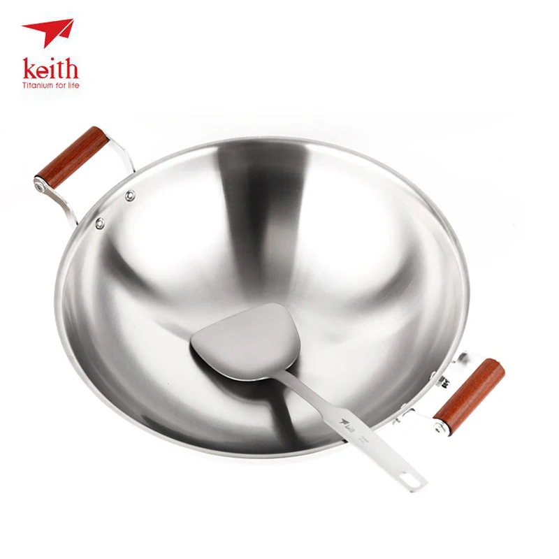 Кит высокое качество титана Wok 3.5L Открытый Кемпинг Сковорода без покрытия газовая кухонная посуда здоровая Нетоксичная кухонная утварь Ti8124