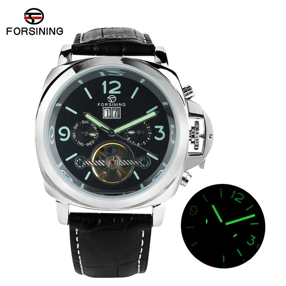 

Для мужчин Tourbillon автоматические механические часы кожаный ремешок Повседневное механические часы для подростков Аналоговые часы механиче...