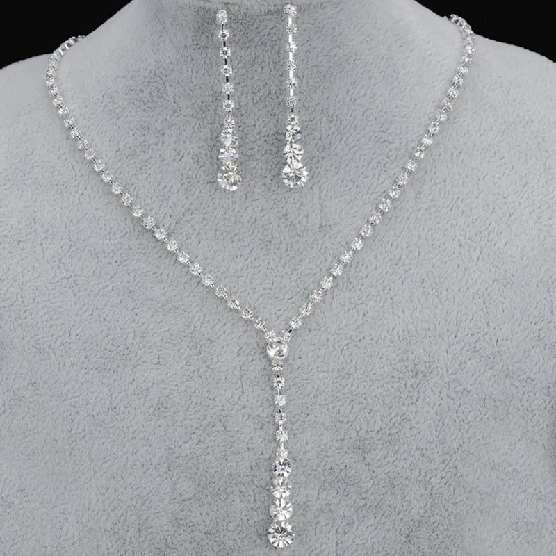 Комплект из колье и серёг с кристаллами|crystal necklace earrings set|wedding jewelry setsnecklace earring set |