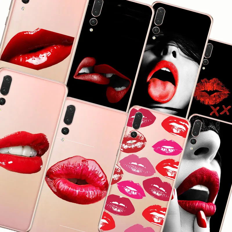 Kylie Jenner Sexy Girl lips lipstick kiss pattern Red soft cover phone cases for huawei p8 p9 p10 p20 lite plus pro |