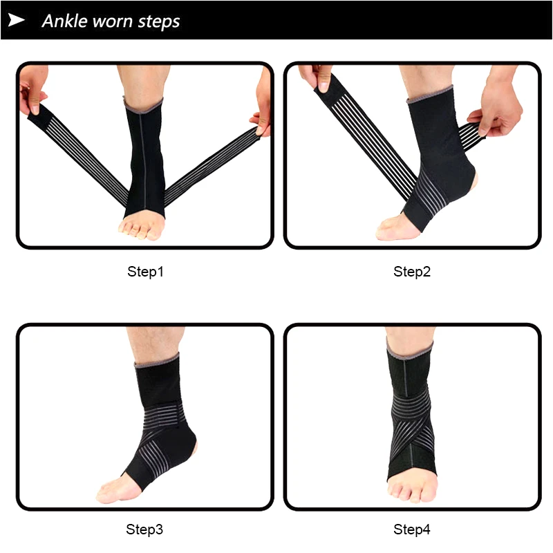 Черный спортивный защитный бандаж на лодыжку 1 шт. регулируемый для поддержки