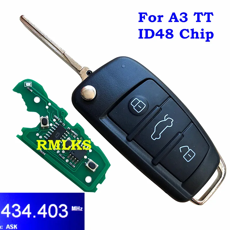 Новый Флип дистанционный ключ брелок от машины для Audi A3 S3 A4 S4 TT 434/315 МГц 8P0837220D 8P0 837
