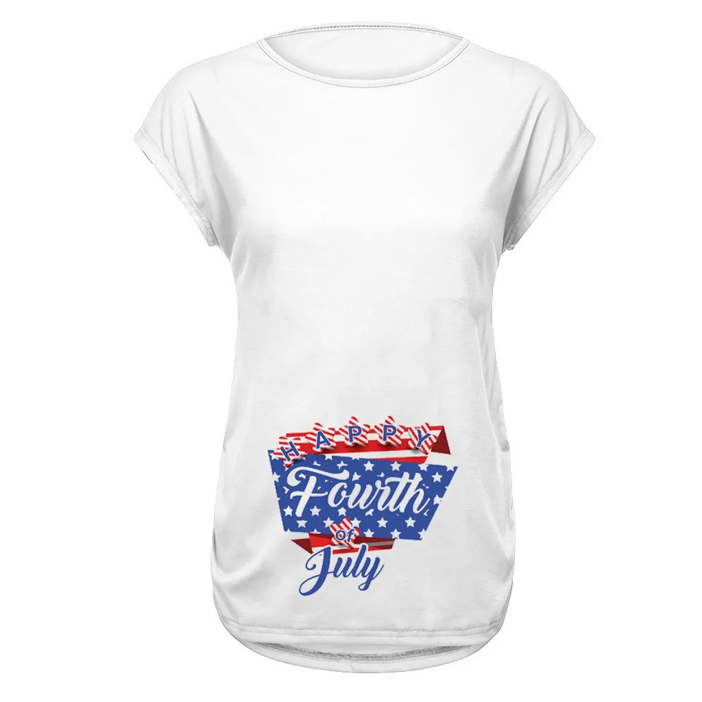 Fashion Leisure Pregnant Woman America Letter Print Short Sleeve Tops Breastfeeding Clothes Pregnancy Shirt Ropa Embarazada | Мать и