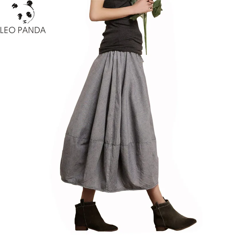 2019 модные весенне летние женские длинные юбки из хлопка и льна винтажная