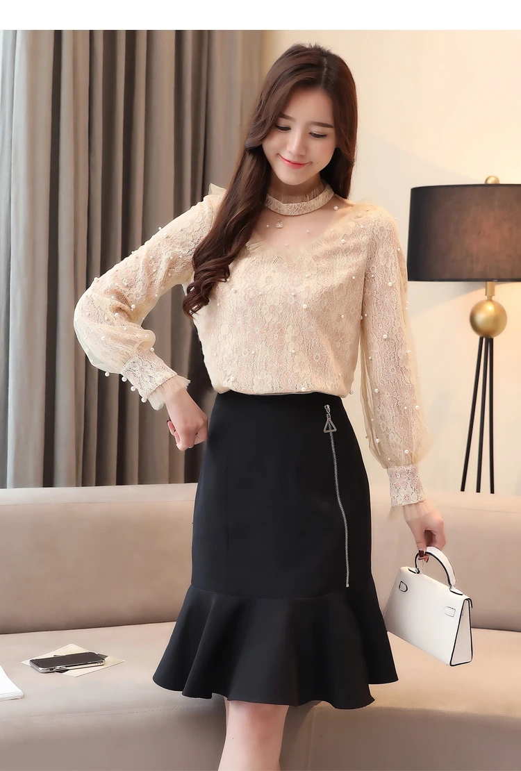 

Lace 2018 autumn and winter womens tops and blouses shirt long sleeve ladies shirts camisas manga larga de mujer female blusas