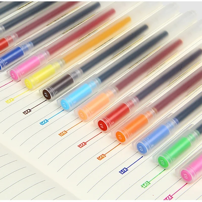 15 цветов Muji стиль 0,38/0,5 мм Цветные гелевые ручки прозрачный скраб цветные чернила ручка маркер для школы студентов офисные принадлежности