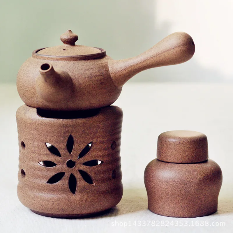 Ручная работа шероховатая керамика чайник подогреватель спиртовая плита