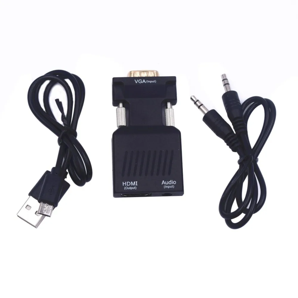 1080P преобразователь из VGA в HDMI адаптер коробка аудио порт Удлинительный кабель
