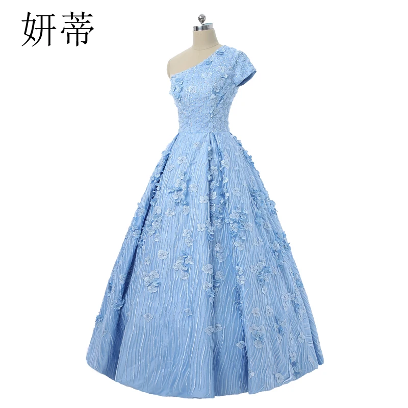 Элегантное светильник-голубое кружевное вечернее платье-трапеция с бисером