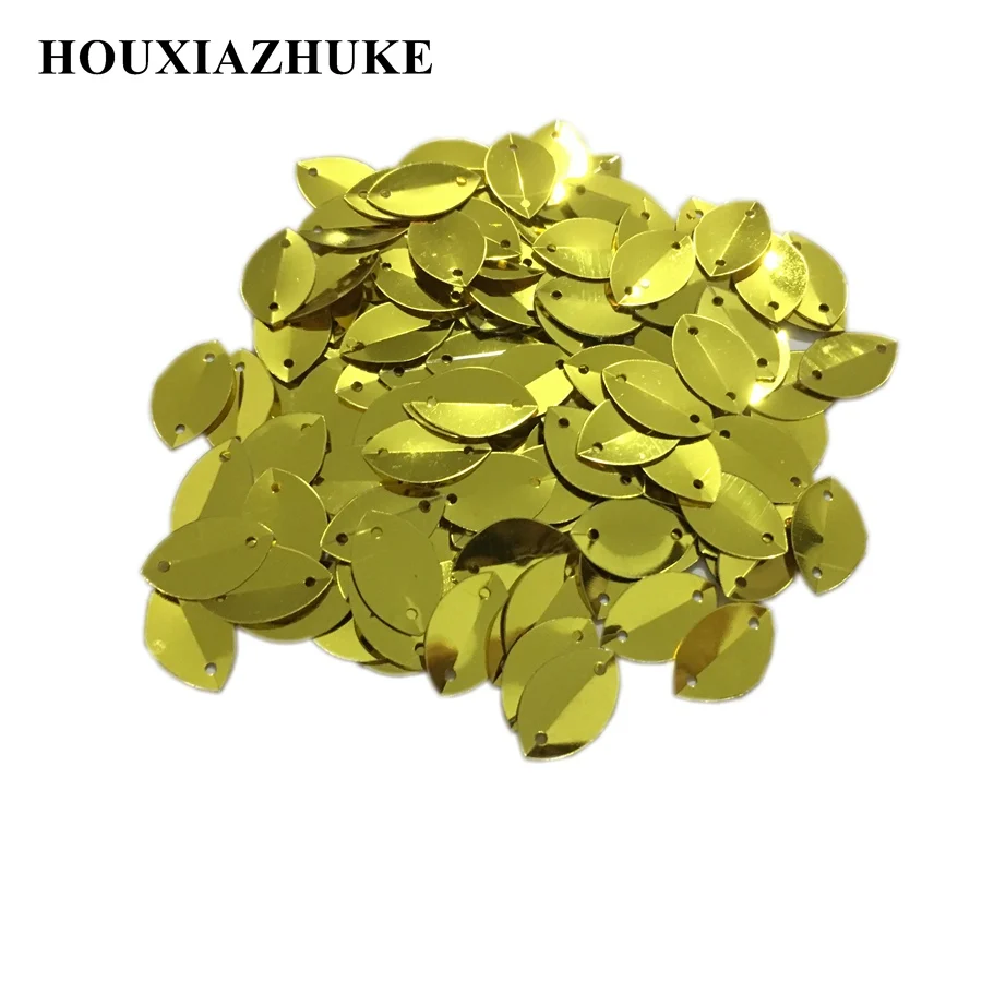 Золотое или Серебряное основание 9*15 мм блестки с золотым черным вощеным листом