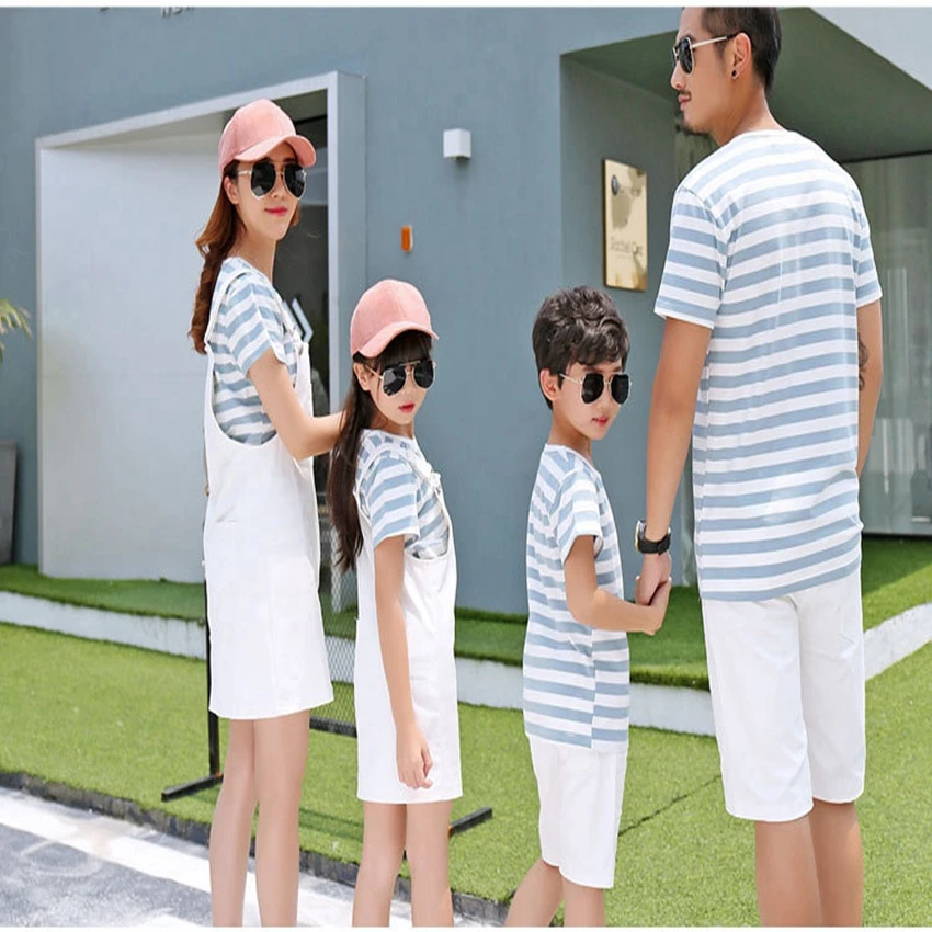 Летняя семейная Одинаковая одежда для папы мамы сына и дочери мама папа