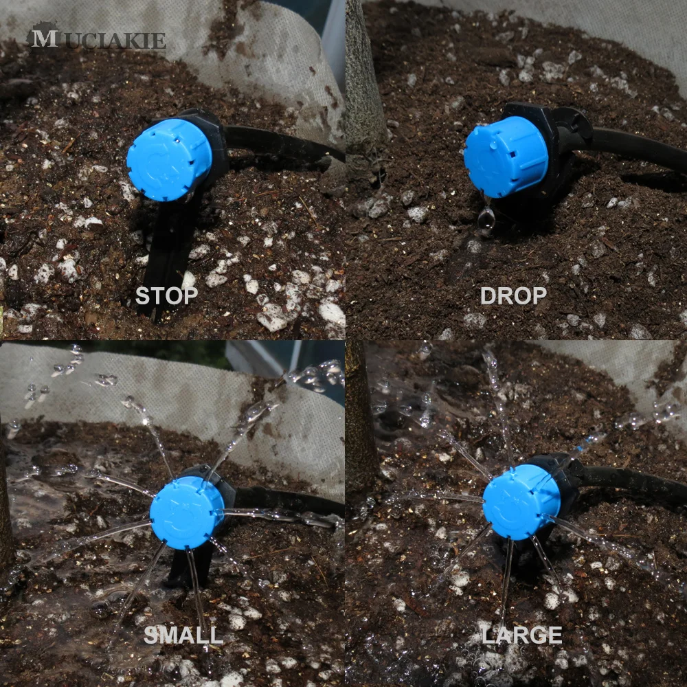 50 шт. Синий Регулируемый капельный излучатель с 8 отверстиями + коннектор из