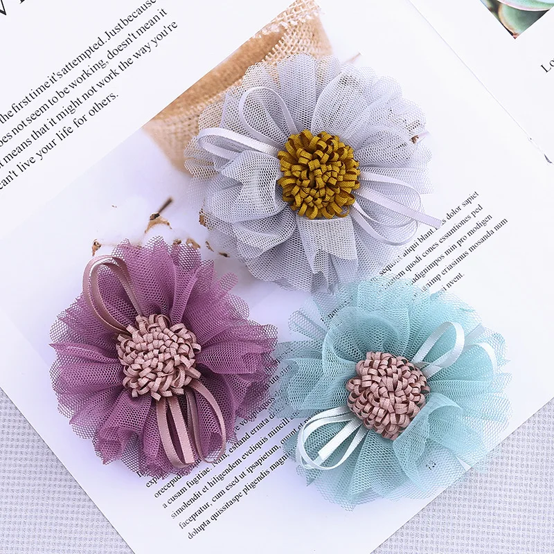 30 шт. шифон марлевые ткани цветы с тычинки разъемы Шарм DIY Аксессуары для