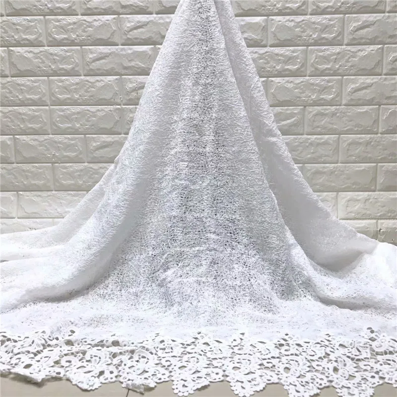 

Pure White New Arrival High Quatily water soluble lace African Cord Lace Fabric Guipure Lace Fabrics For Women dress j15-60