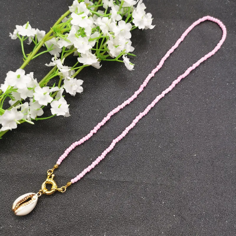 JCYMONG 17 Color Bead Choker Necklace For Women Bohemian Shell Cowrie Pendant Necklace Female Fashion Beach Collier Jewelry