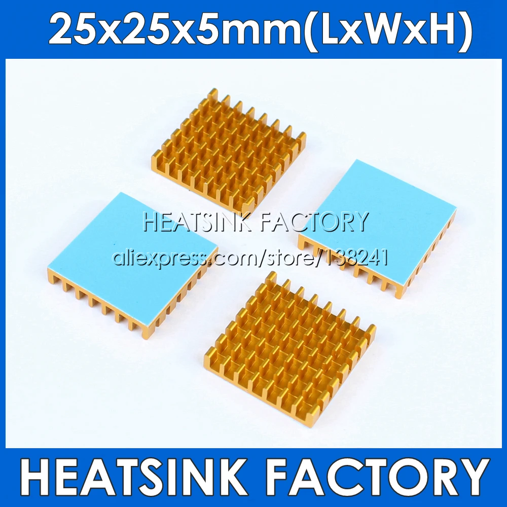 

High Quality 5pcs/lot 25x25x5mm Aluminum Heatsink Heat Sink Radiator For Electronic Chip Cooling with Thermal Pad