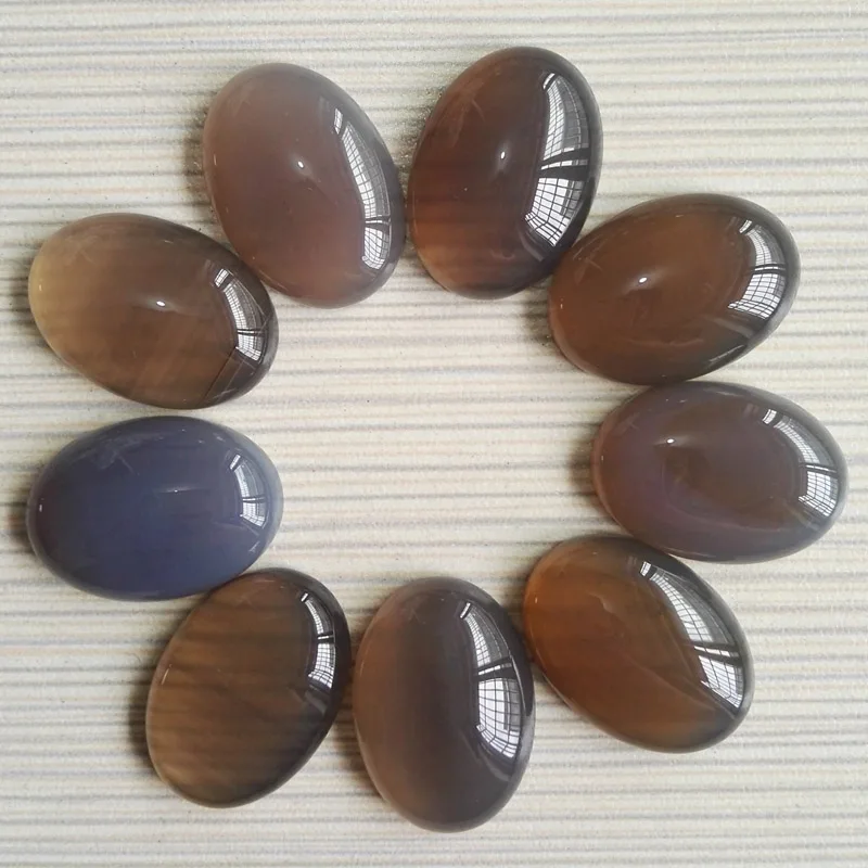 gray agate 12 шт./лот 25 мм x 18 мм смесь природных камней овальный кабошон каплевидные бусины оптом порошок/тигровый глаз - Цвет: gray agate
