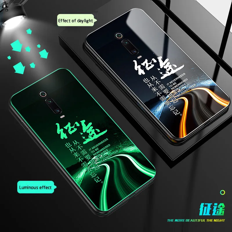 02 Lu mi nous стеклянный чехол для телефона для Xiaomi mi 9T 9 Lite 9SE A2 A3 Lite задняя крышка для redmi 8 8A 7A Note 7 8 K20 Pro Чехол с ночным блеском - Цвет: 02