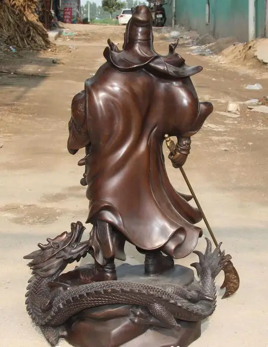 Большой китайский чистый Бронзовый Дракон Guan Yunchang Gong Yu Warrior God Dragon 63 см | Дом и сад