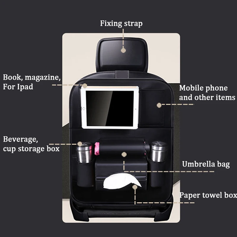 Сумка накладка из искусственной кожи на заднее сиденье автомобиля Органайзер