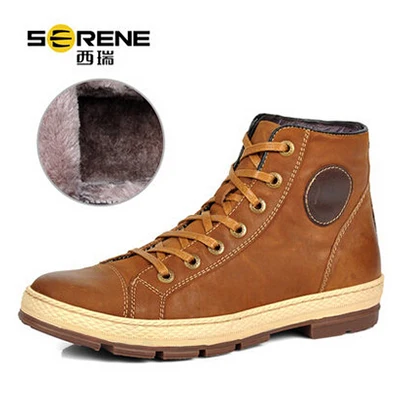 Brown with plush 2212 красивые мужские Ботинки martin из коровьей кожи наивысшего качества; сезон осень-зима; модные мужские ботинки из 111% натуральной кожи с высоким берцем - Цвет: Brown with plush