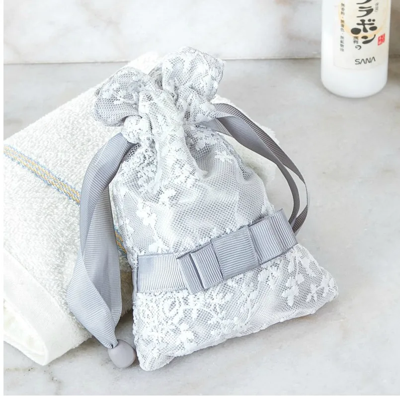 Travel Flower Embroidery Lace Drawstring Bag Underwear Organizer Bag Wardrobe Closet Organizer Vacuum Bags For Clothes Shoe