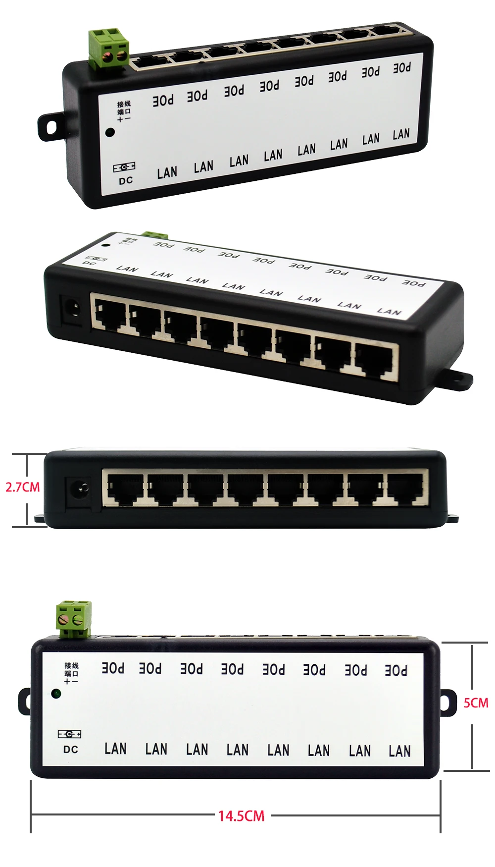 8 портов POE инжектор для видеонаблюдения IP камеры питания через Ethernet адаптер