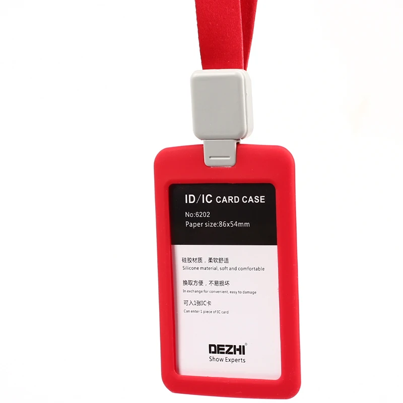 red set DEZHI-выдвижной ремешок с силикагелем материал ID держатель значка аксессуары банк Кредитная карта держатель значка - Цвет: red set