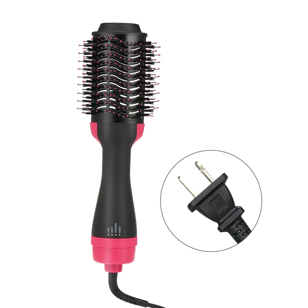 Rose red US Plug 3 в 1 электрический фен для волос и щипцы для завивки волос вращающаяся щетка фен Инструменты для укладки волос Горячая воздушная щетка для завивки волос - Цвет: Rose red US Plug