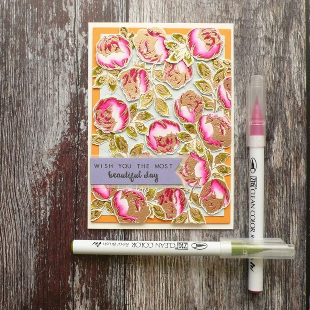 Силиконовые надеюсь цветы розовые листья резки Скрапбукинг штамп печать DIY