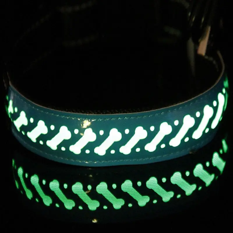 

USB Rechargeable Pet Collar Lighted Up PU Leather LED Dog Collar Advanced Glow Necklace, Adjustable Safety Pet Collar