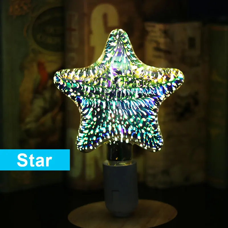 Star 3D Красочные Звезды светодиодные лампы Эдисона E27 220 В лампа украшения Новинка свет A60 ST64 G80 G95 G125 праздник Свадебная вечеринка ампулы - Испускаемый цвет: Star