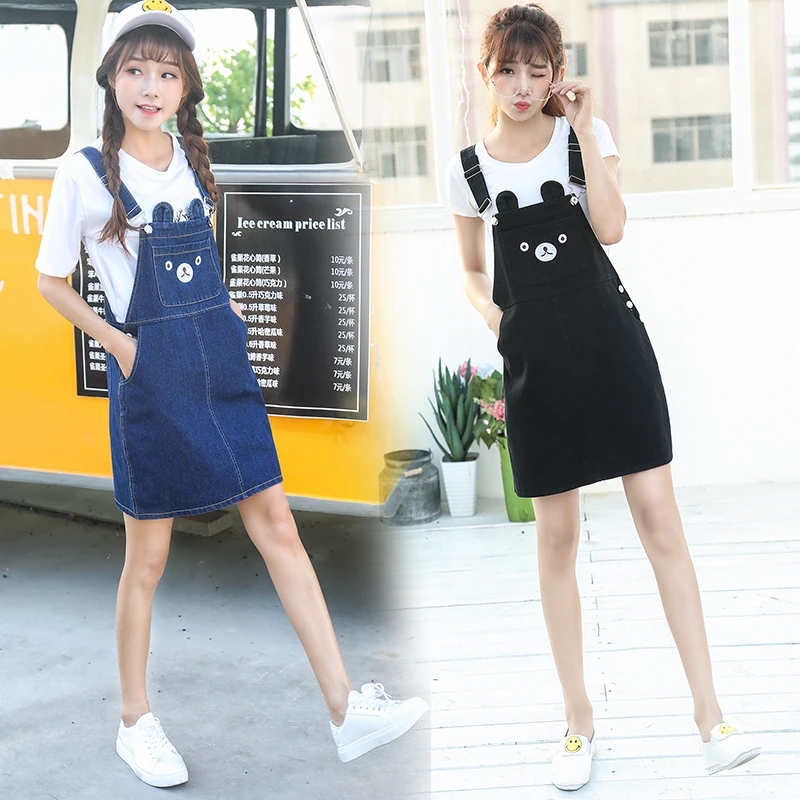 В Корейском стиле Модный рисунок с милым медведем кавайная юбка джинсовые