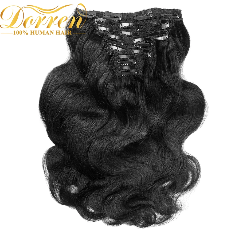 Doreen#1# 1b#2#4#8 200 г, волнистые человеческие волосы Remy для наращивания на заколках, 16-22, 10 шт., бразильские волосы на заколках