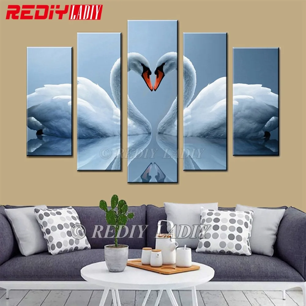 Алмазная картина сделай сам Триптих 5D мозаика Лебедь любовь искусство стразы