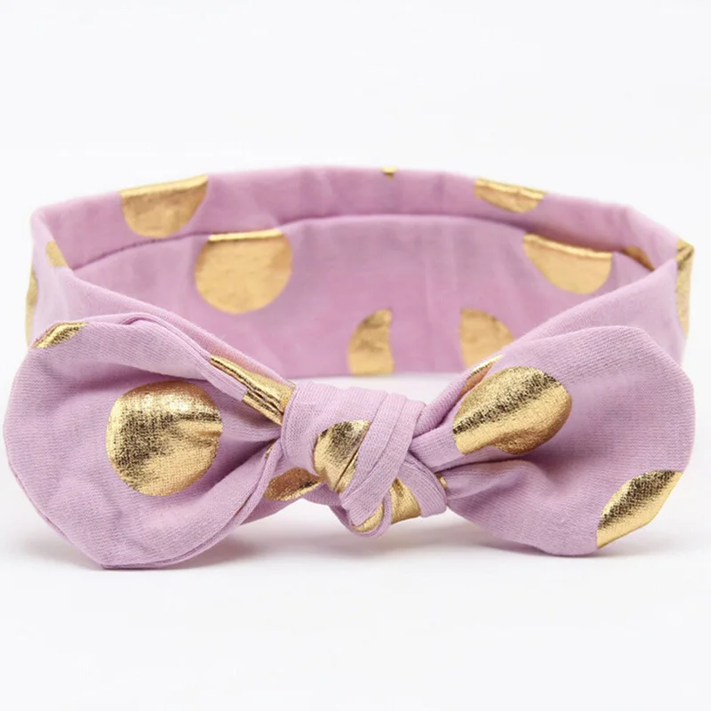 Light Purple 1 шт., хлопковая повязка на голову в Золотой горошек для новорожденных девочек, повязка на голову с завязанным бантом, Летние повязки на голову, повязка на голову, Детские аксессуары для волос - Цвет: Light Purple