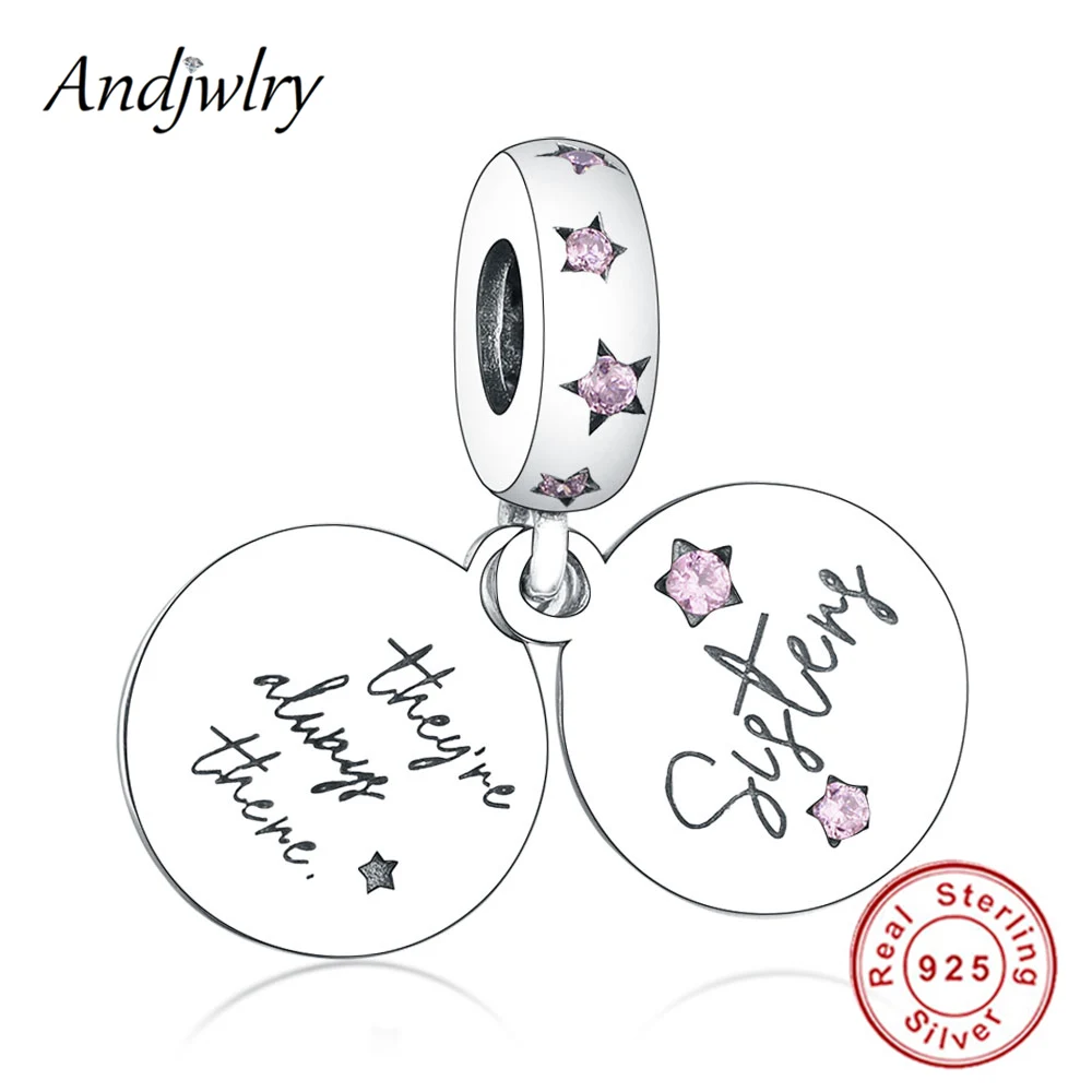 Браслет Pandora Charms из стерлингового серебра 925 пробы, серьги кулон Forever Sisters, очаровательные женские украшения DIY Berloque 925