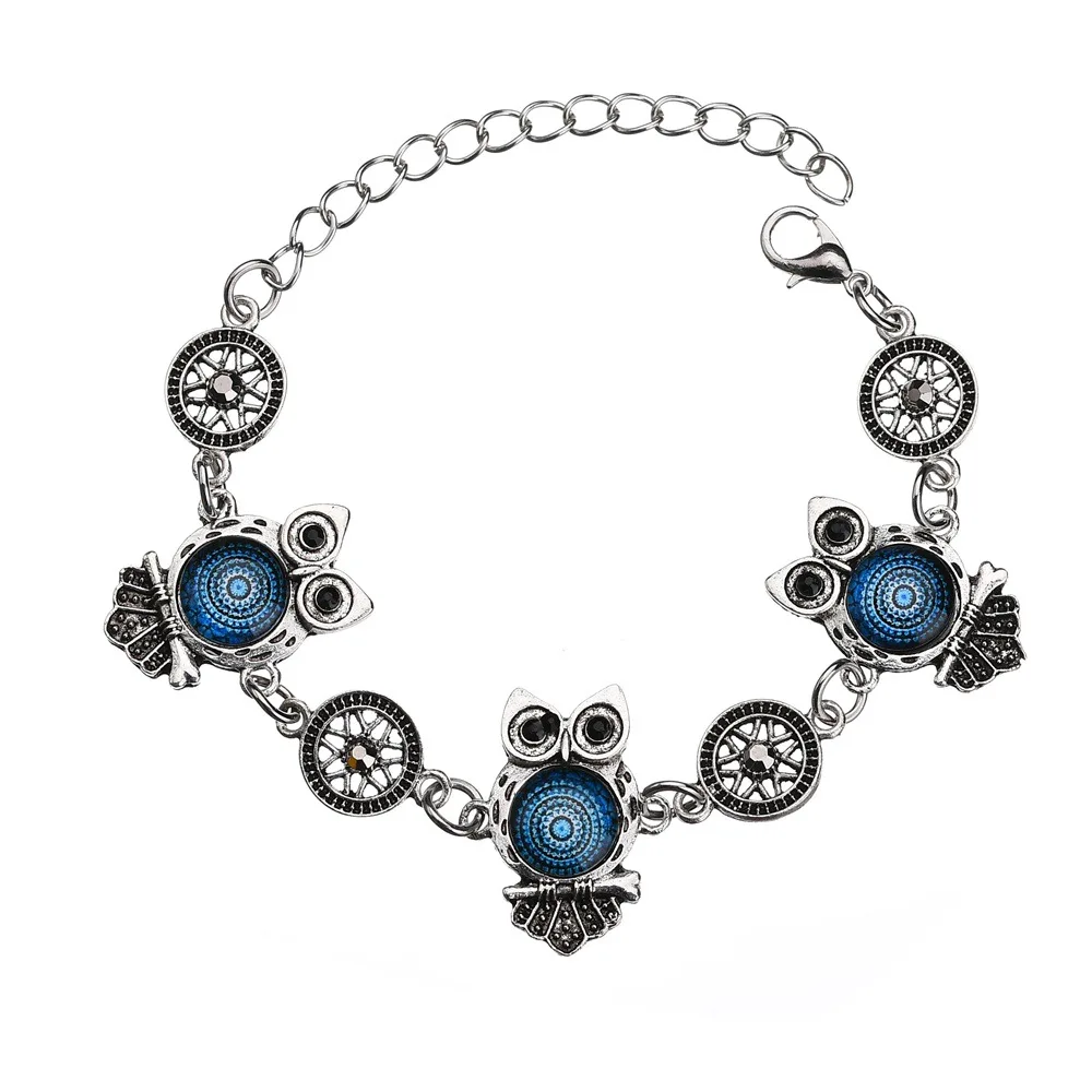 ZHIMO Цвет: старое серебро ювелирный набор с совами новый синтетический синий