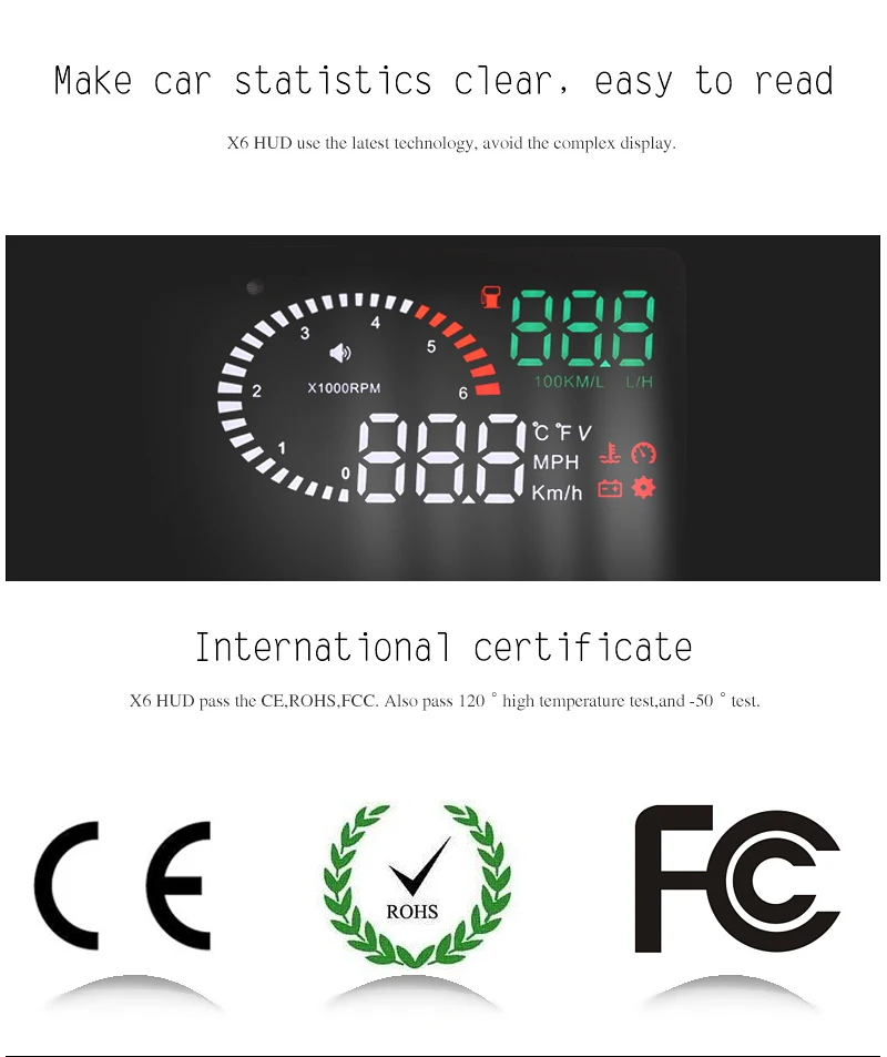 Лобовое стекло проектор аксессуары Hud Дисплей OBD2 цифровой автомобильный скоростной метр X6 HUD автомобильный скоростной проектор на лобовое стекло