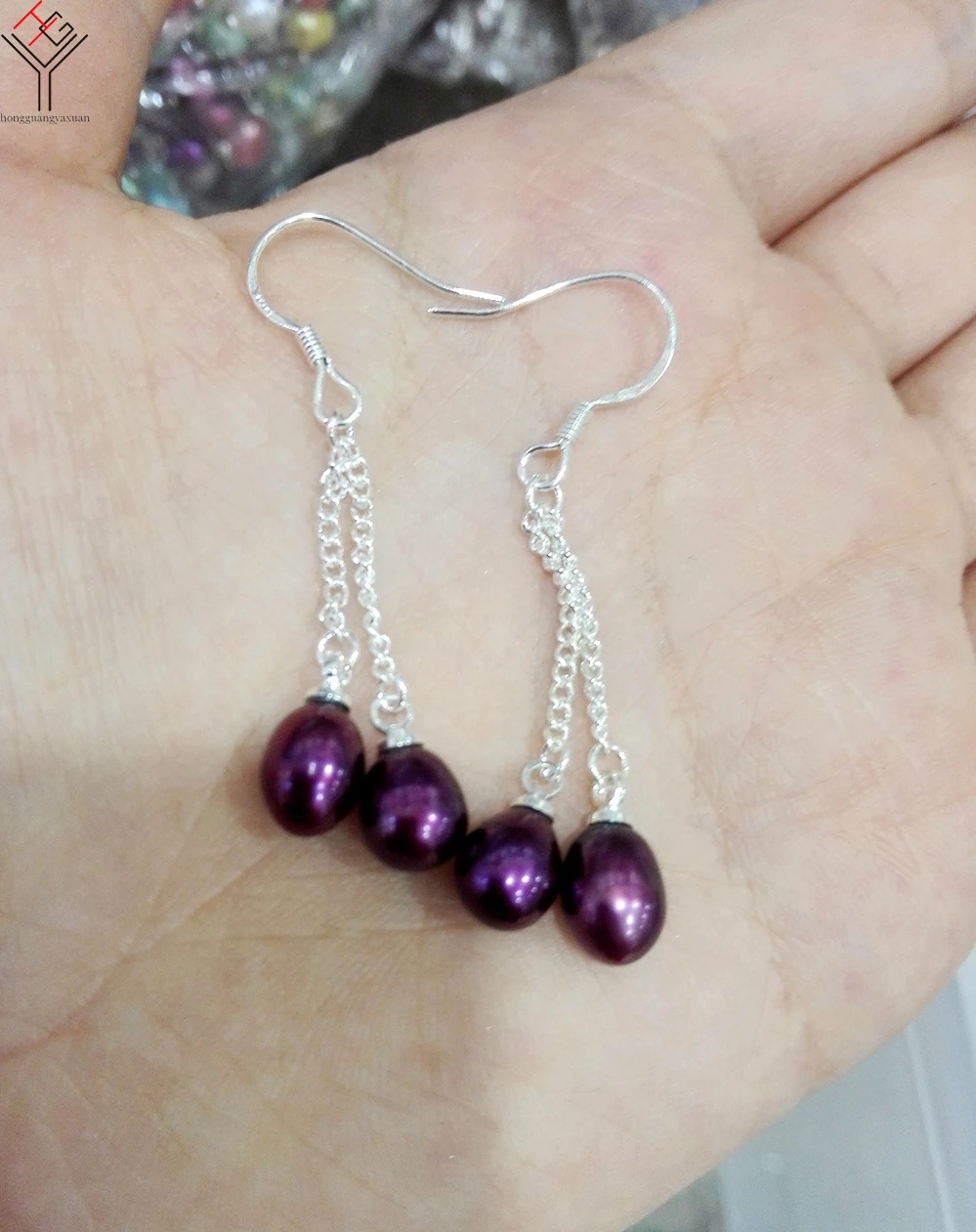 5 пар/лот Женские Ювелирные серьги 8 мм Глубокий фиолетовый жемчуг Двойная