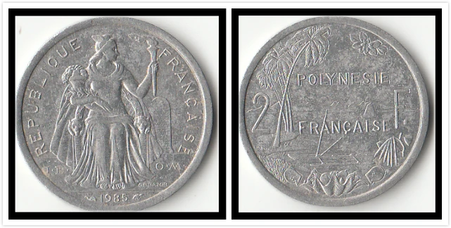 Французская полинезийская 2 Франка оригинальная монета 100% реальные и