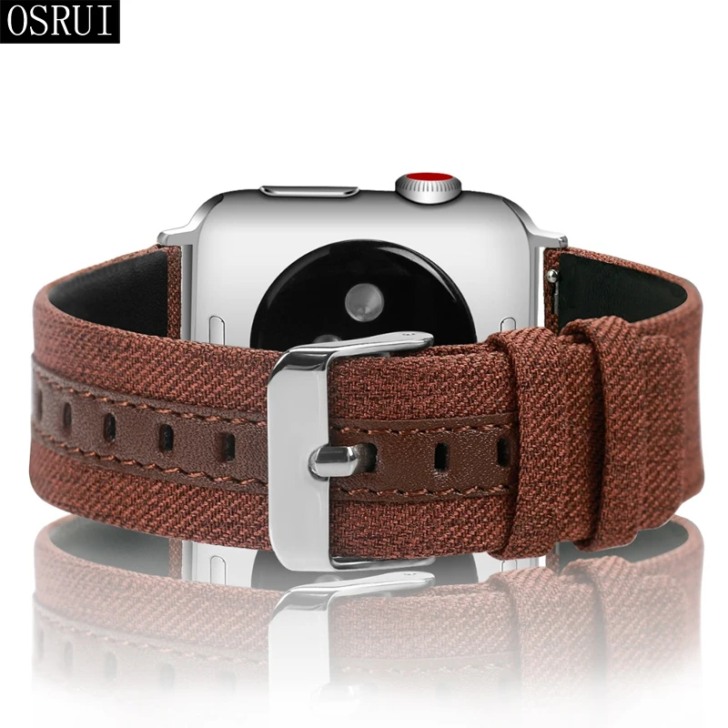 Кожаный ремешок для Apple watch band 44 мм 42 мм 40 мм 38 мм correa aplle Iwatch band 3 2 холст браслет на запястье ремень аксессуары для часов