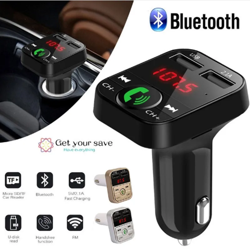 Автомобильный Bluetooth fm-передатчик, беспроводная гарнитура, аудио приемник, Автомобильный светодиодный MP3-плеер 2.1A, двойное USB быстрое зарядное устройство, автомобильные аксессуары