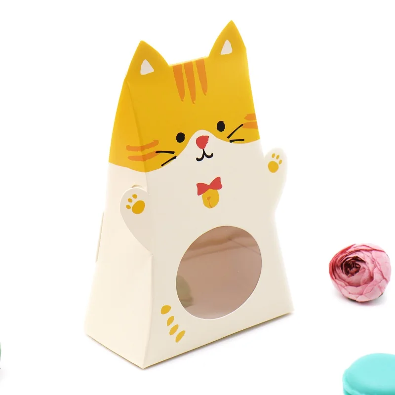 Cat 5 шт., крафт-бумага, коробка для конфет с животными, Кроликом, кошкой, собакой, шоколадом, кексами, печеньем, посылка, Подарочная коробка, подарок на день рождения ребенка - Цвет: Cat