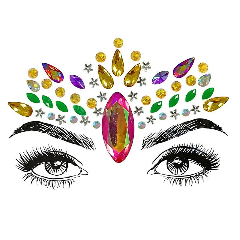 FestivalQueen DIY брови лицо тела стикер для женщин Клей Кристалл Блеск Драгоценности фестиваль вечерние глаза кристалл наклейки с блестками - Окраска металла: 31