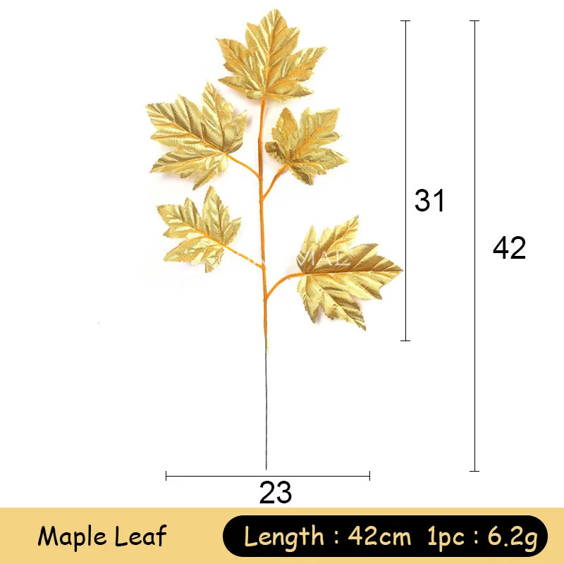 Maple Leaf 1 шт., золотые листья из ротанга, свадебные украшения, искусственные растения, ткань, искусственные листья монстеры, настенные украшения для дома, вечерние принадлежности - Цвет: Maple Leaf